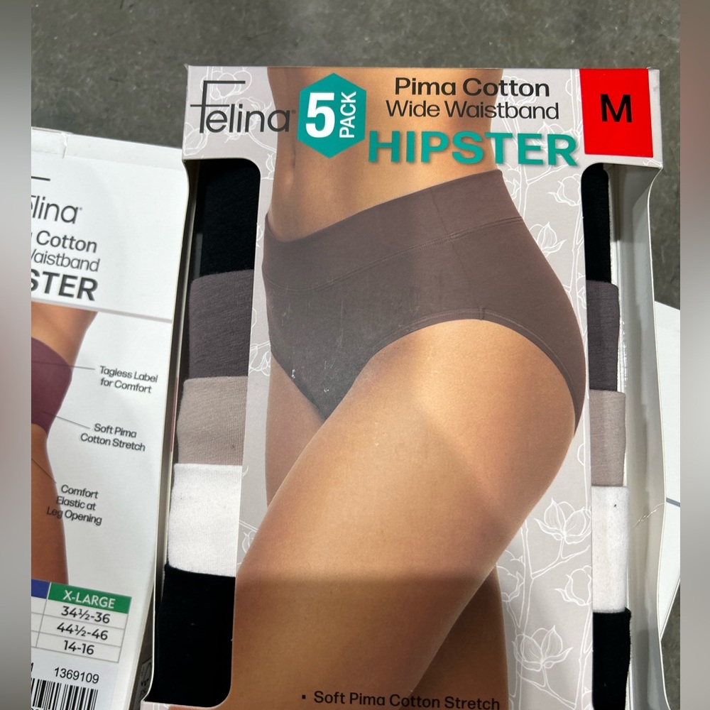 Felina Black and Gray Hipster Panties Intimates